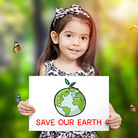 Little girl holding a Save Our Earth sign