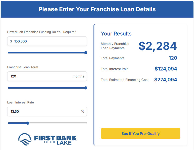 Franchise Loan Calculator - First Bank of the Lake